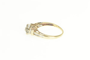 10K Diamond Cluster Baguette Accent Engagement Ring Yellow Gold