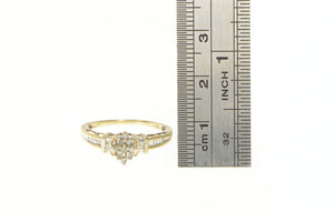 10K Diamond Cluster Baguette Accent Engagement Ring Yellow Gold