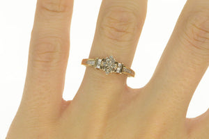 10K Diamond Cluster Baguette Accent Engagement Ring Yellow Gold