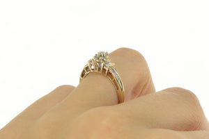 10K Diamond Cluster Baguette Accent Engagement Ring Yellow Gold