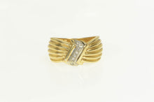 Load image into Gallery viewer, 14K Grooved Diamond Zig Zag Inset Statement Ring Yellow Gold