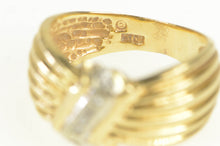 Load image into Gallery viewer, 14K Grooved Diamond Zig Zag Inset Statement Ring Yellow Gold