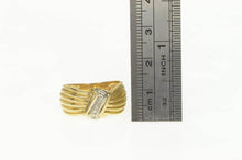 Load image into Gallery viewer, 14K Grooved Diamond Zig Zag Inset Statement Ring Yellow Gold