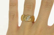 Load image into Gallery viewer, 14K Grooved Diamond Zig Zag Inset Statement Ring Yellow Gold