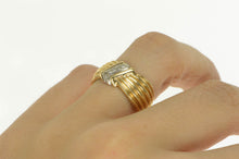 Load image into Gallery viewer, 14K Grooved Diamond Zig Zag Inset Statement Ring Yellow Gold