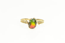 Load image into Gallery viewer, 14K Oval Ammolite Bypass Rainbow Statement Ring Yellow Gold