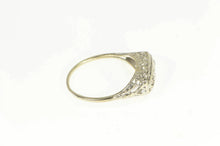 Load image into Gallery viewer, 14K Art Deco Ornate Filigree Squared Statement Ring White Gold