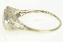 Load image into Gallery viewer, 14K Art Deco Ornate Filigree Squared Statement Ring White Gold
