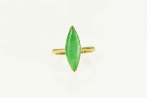 18K Marquise Navette Jadeite 1960's Vintage Ring Yellow Gold