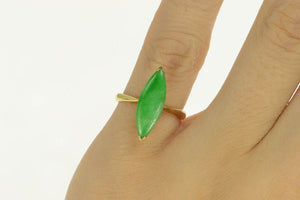 18K Marquise Navette Jadeite 1960's Vintage Ring Yellow Gold