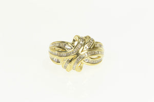 10K 1.00 Ctw Baguette Diamond Wavy Statement Ring Yellow Gold