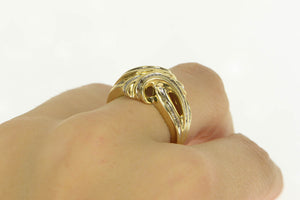 10K 1.00 Ctw Baguette Diamond Wavy Statement Ring Yellow Gold