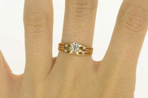 18K 0.54 Ctw Diamond Engagement Bridal Set Ring Yellow Gold