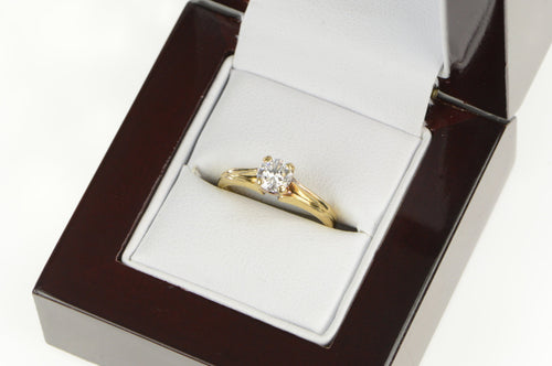 14K 0.47 Ct VVS Diamond Solitaire Engagement Ring Yellow Gold