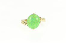 Load image into Gallery viewer, 14K Oval Vibrante Green Syn. Opal Bypass Ring Yellow Gold