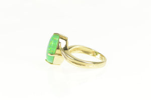 14K Oval Vibrante Green Syn. Opal Bypass Ring Yellow Gold