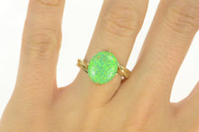 Load image into Gallery viewer, 14K Oval Vibrante Green Syn. Opal Bypass Ring Yellow Gold