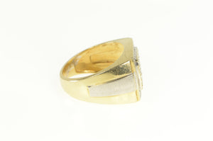 14K 1.25 Ctw Men's Diamond Squared Halo Cluster Ring Yellow Gold