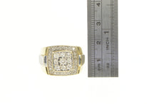 Load image into Gallery viewer, 14K 1.25 Ctw Men&#39;s Diamond Squared Halo Cluster Ring Yellow Gold