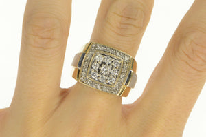 14K 1.25 Ctw Men's Diamond Squared Halo Cluster Ring Yellow Gold