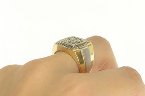 14K 1.25 Ctw Men's Diamond Squared Halo Cluster Ring Yellow Gold