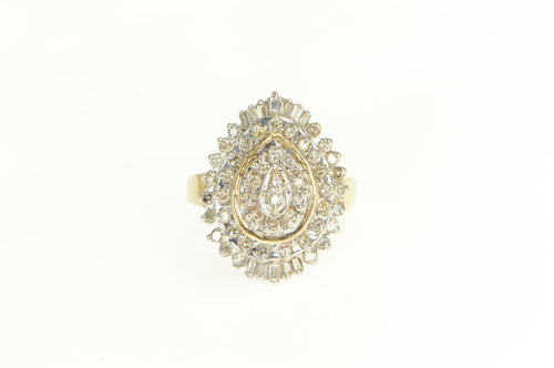14K 1.00 Ctw Diamond Layered Halo Cluster Ring Yellow Gold