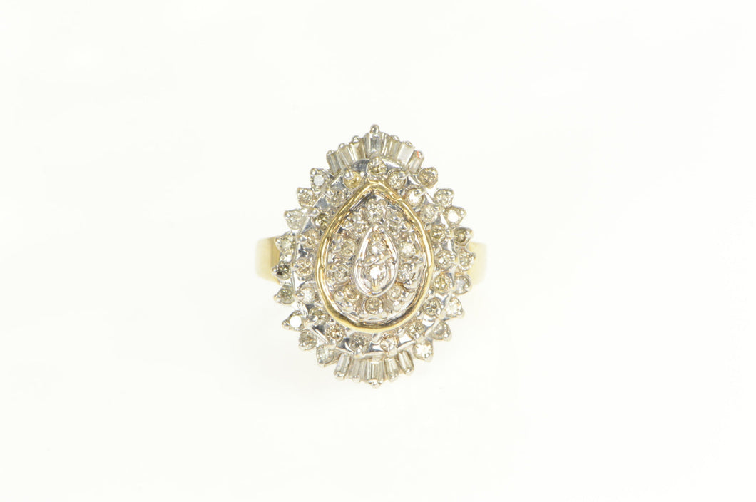 14K 1.00 Ctw Diamond Layered Halo Cluster Ring Yellow Gold