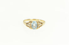 Load image into Gallery viewer, 14K 1.10 Ctw Blue Topaz Diamond Cluster Accent Ring Yellow Gold