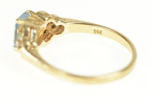 14K 1.10 Ctw Blue Topaz Diamond Cluster Accent Ring Yellow Gold