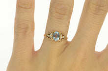 Load image into Gallery viewer, 14K 1.10 Ctw Blue Topaz Diamond Cluster Accent Ring Yellow Gold