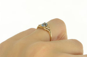 14K 1.10 Ctw Blue Topaz Diamond Cluster Accent Ring Yellow Gold