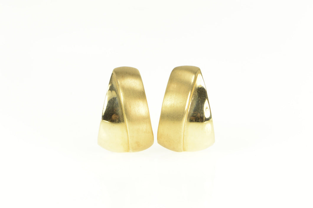 14K 1960's Vintage Geometric Curved Layered Bar Earrings Yellow Gold