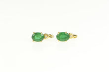 Load image into Gallery viewer, 14K Oval Natural Emerald Diamond Accent Stud Earrings Yellow Gold