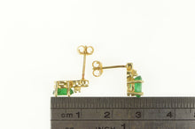 Load image into Gallery viewer, 14K Oval Natural Emerald Diamond Accent Stud Earrings Yellow Gold