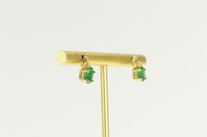 14K Oval Natural Emerald Diamond Accent Stud Earrings Yellow Gold