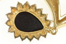 Load image into Gallery viewer, 14K Pear Onyx Diamond Halo Herringbone Chain Necklace 17&quot; Yellow Gold