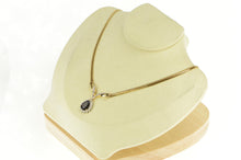 Load image into Gallery viewer, 14K Pear Onyx Diamond Halo Herringbone Chain Necklace 17&quot; Yellow Gold