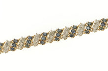 Load image into Gallery viewer, Sterling Silver Diamond Sapphire Encrusted Ornate Tennis Necklace 18&quot;