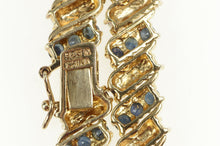 Load image into Gallery viewer, Sterling Silver Diamond Sapphire Encrusted Ornate Tennis Necklace 18&quot;