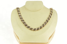 Load image into Gallery viewer, Sterling Silver Diamond Sapphire Encrusted Ornate Tennis Necklace 18&quot;