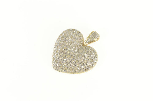 10K 0.75 Ctw Pave Diamond Encrusted Heart Pendant White Gold