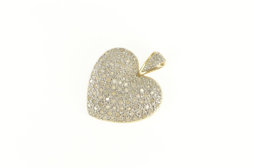 10K 0.75 Ctw Pave Diamond Encrusted Heart Pendant White Gold