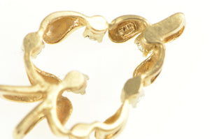 14K Diamond Ornate Classic Heart Love Symbol Pendant Yellow Gold