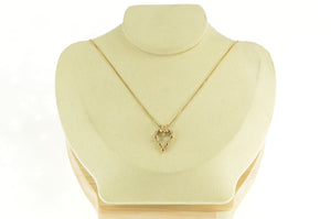 14K Diamond Ornate Classic Heart Love Symbol Pendant Yellow Gold