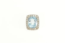 Load image into Gallery viewer, 14K 2.72 Ctw Blue Topaz Diamond Halo Squared Pendant White Gold