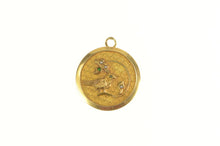 Load image into Gallery viewer, 14K Victorian Bird Leaf Seed Pearl Sim Emerald Charm/Pendant Yellow Gold