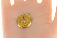 Load image into Gallery viewer, 14K Victorian Bird Leaf Seed Pearl Sim Emerald Charm/Pendant Yellow Gold