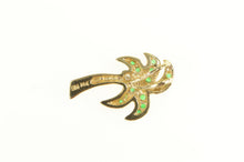 Load image into Gallery viewer, 14K Emerald Diamond Palm Tree Tropical Motif Pendant Yellow Gold