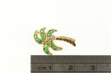 Load image into Gallery viewer, 14K Emerald Diamond Palm Tree Tropical Motif Pendant Yellow Gold