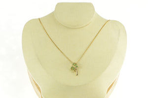 14K Emerald Diamond Palm Tree Tropical Motif Pendant Yellow Gold